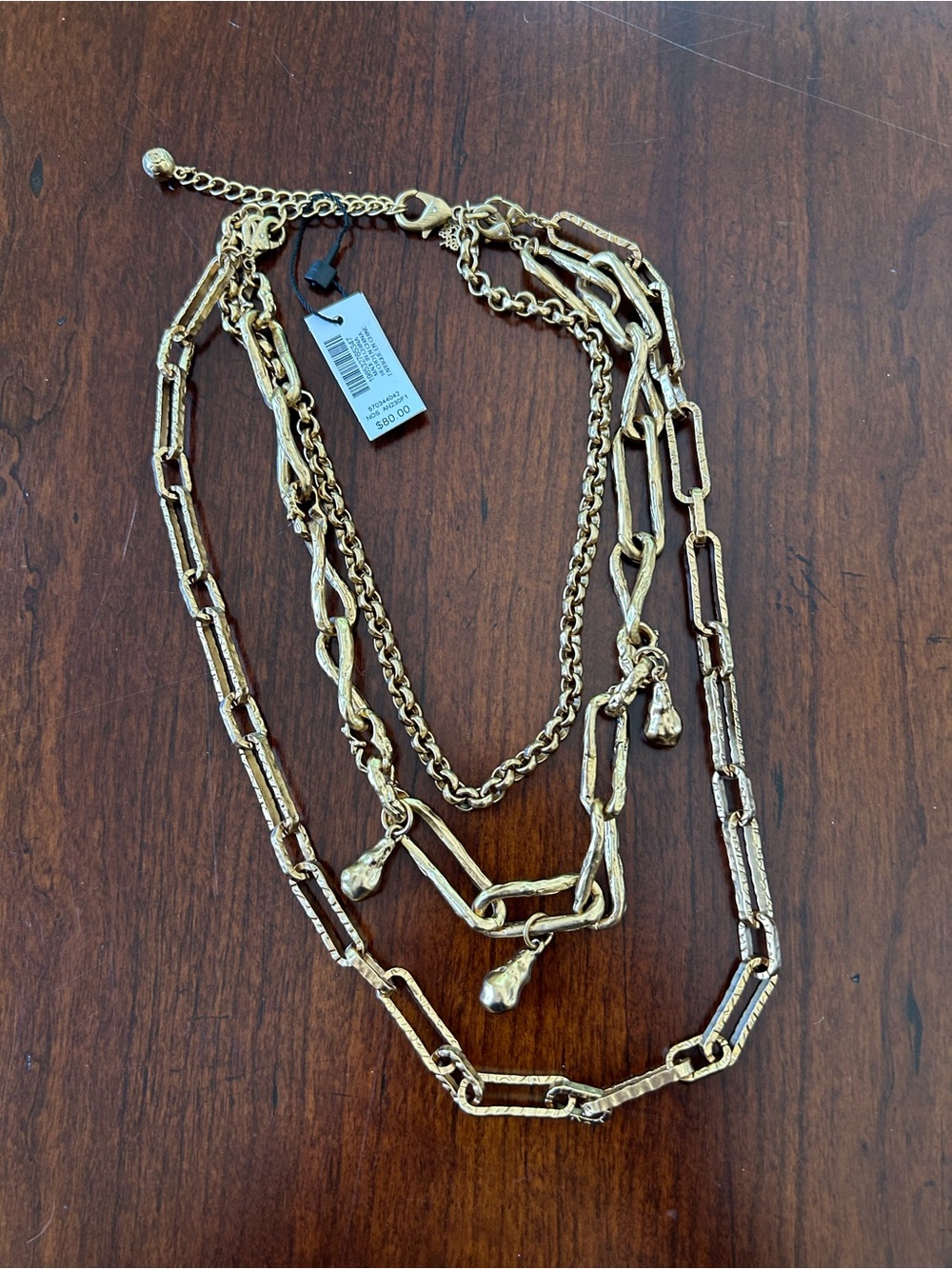 White House Black Market Gold Multi-Strand Link Necklace